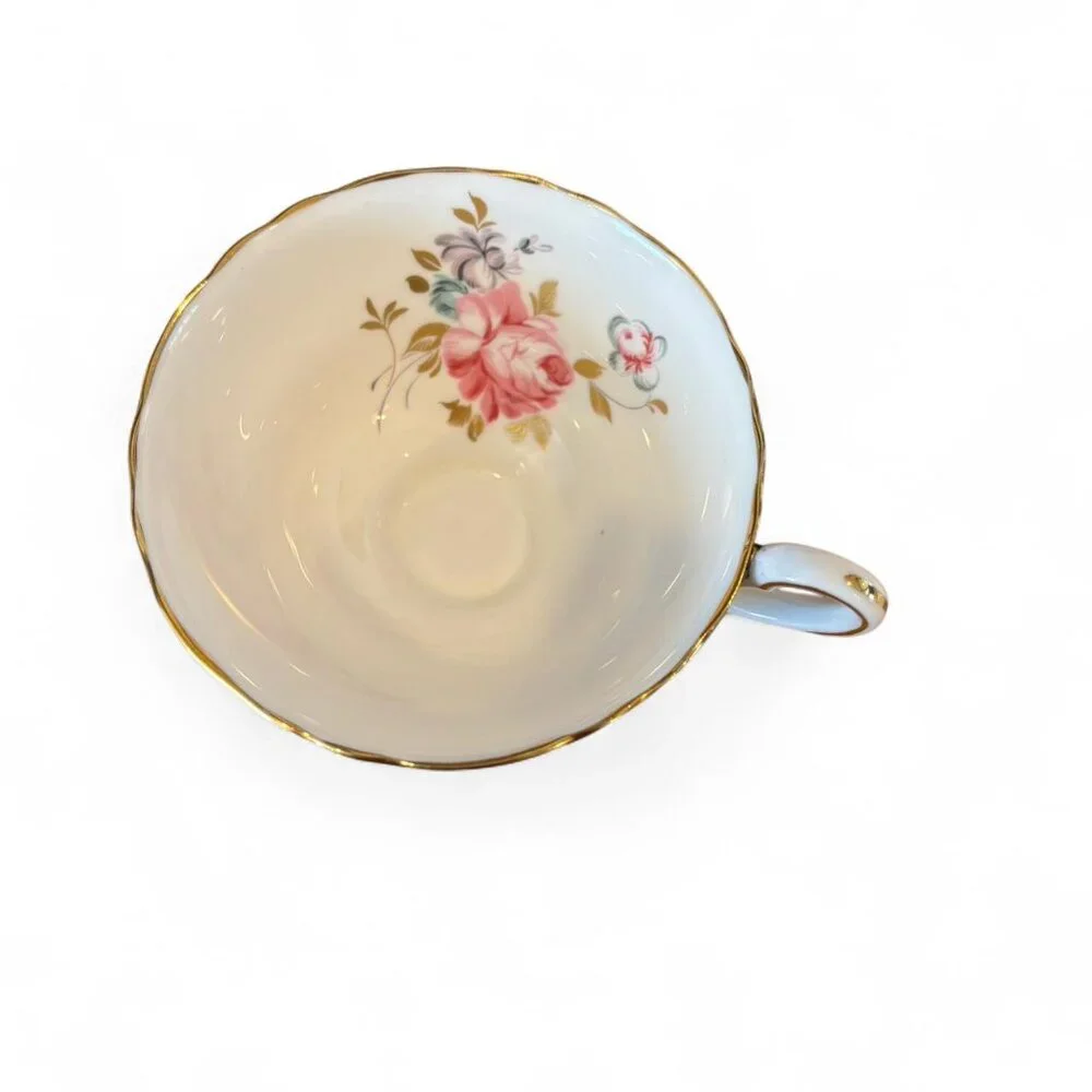 Vintage Staffordshire Fine‎ Bone China Black Gold Floral Teacup Tea Cup